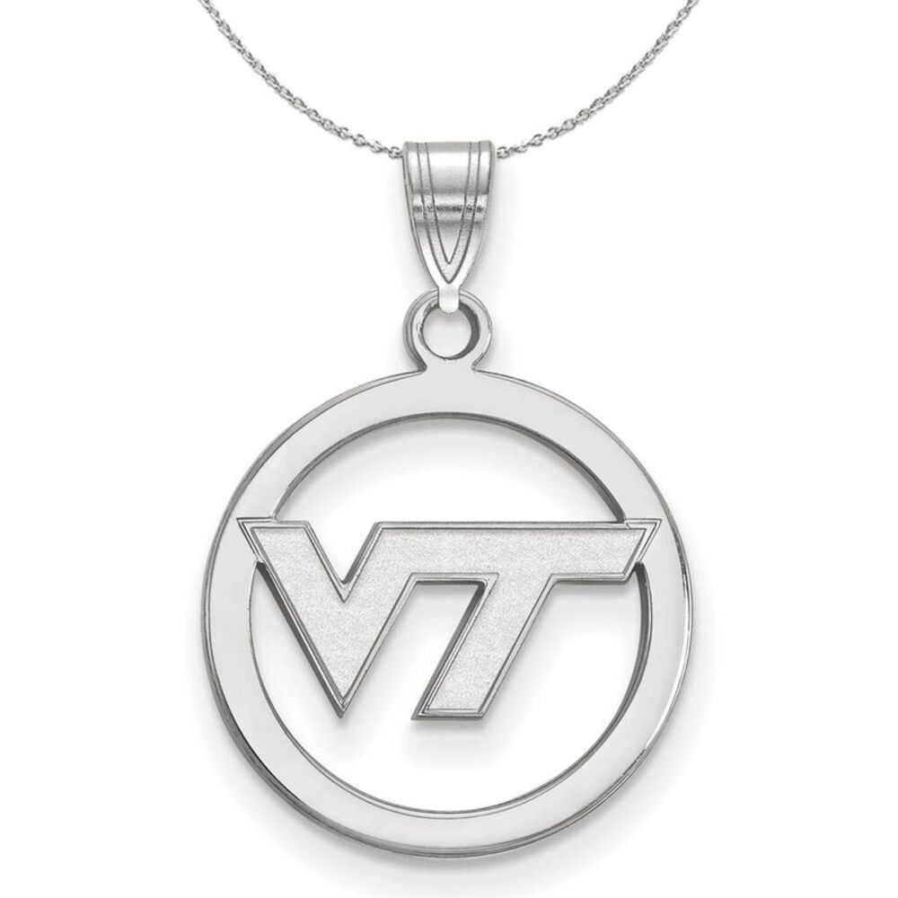 Sterling Silver Virginia Tech Small Circle Necklace - 24 Inch